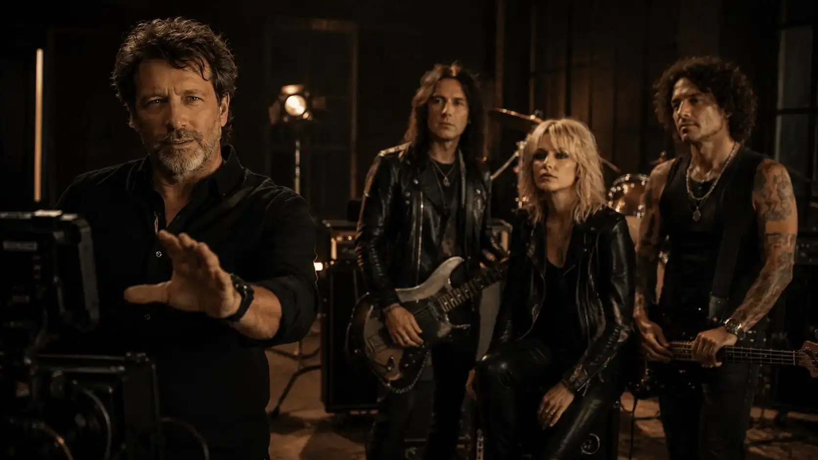 Melcon Wagner directing a rock band music video production